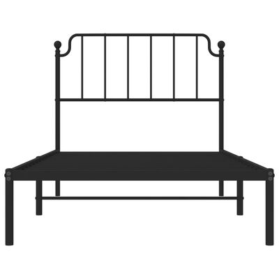 vidaXL Metal Bed Frame without Mattress with Headboard Black 39.4"x74.8"