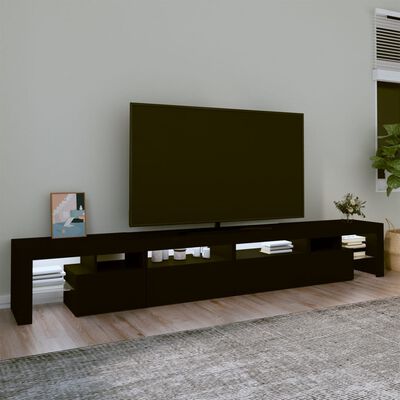 vidaXL TV Stand with LED Lights Black 102.4"x14.4"x15.7"