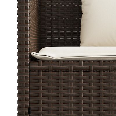 vidaXL Patio Bench with Cushions Brown Poly Rattan