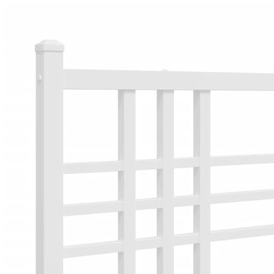 vidaXL Metal Bed Frame without Mattress with Footboard White 76"x79.9"