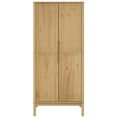 vidaXL Wardrobe FLORO Wax Brown 30.3"x20.9"x67.3" Solid Wood Pine