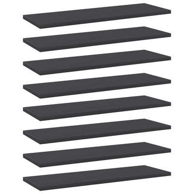 vidaXL Bookshelf Boards 8 pcs Gray 23.6"x7.9"x0.6" Engineered Wood