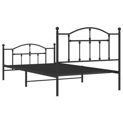 vidaXL Metal Bed Frame without Mattress with Footboard Black 39.4"x78.7"