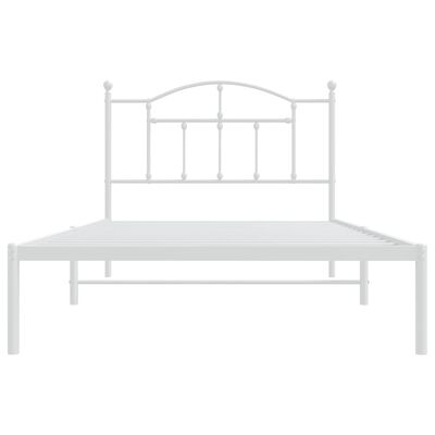 vidaXL Metal Bed Frame without Mattress with Headboard White 39.4"x78.7"