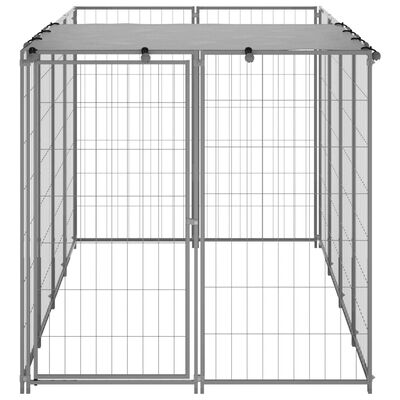 vidaXL Dog Kennel Silver 26 ft² Steel