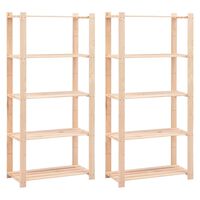 vidaXL 5-Tier Storage Racks 2 pcs 31.5"x15"x66.9" Solid Pinewood 551.2 lb