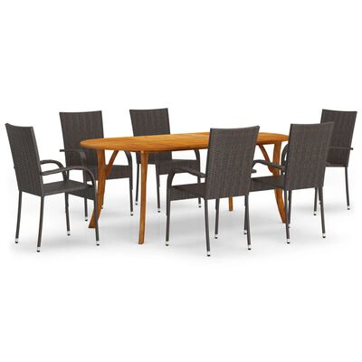 vidaXL 7 Piece Patio Dining Set Brown