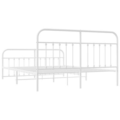 vidaXL Metal Bed Frame without Mattress with Footboard White 72"x83.9"