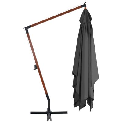 vidaXL Cantilever Garden Parasol with Wooden Pole 157.5"x118.1" Anthracite