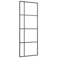 vidaXL Sliding Door Frosted ESG Glass and Aluminum 29.9"x80.7" Black