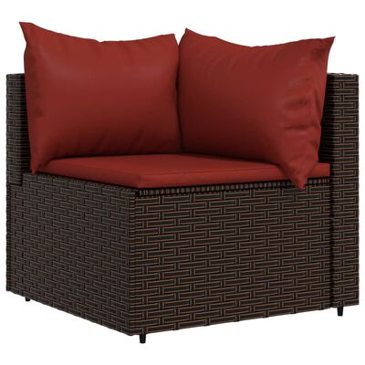 vidaXL 4 Piece Patio Lounge Set with Cushions Brown Poly Rattan