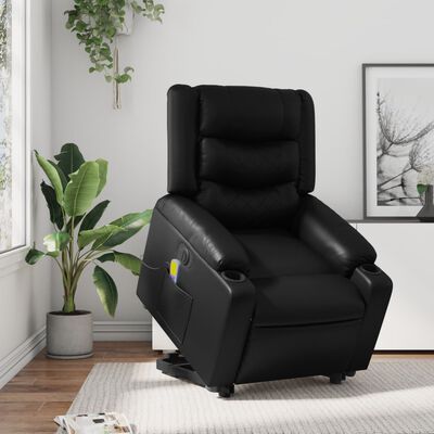 vidaXL Electric Stand up Massage Recliner Chair Black Faux Leather