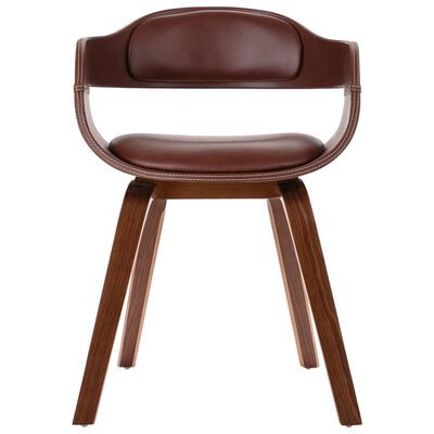 vidaXL Dining Chair Brown Bentwood and Faux Leather