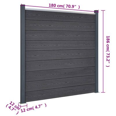 vidaXL Fence Panel Set Gray 139"x73.2" WPC