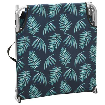 vidaXL Folding Sun Lounger Steel and Fabric Leaves Print