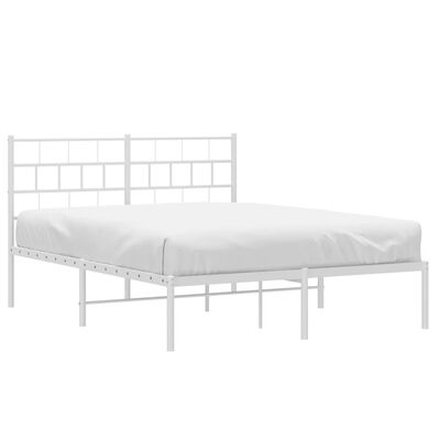 vidaXL Metal Bed Frame without Mattress with Headboard White 53.1"x74.8"