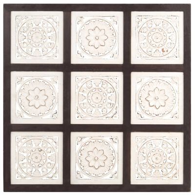 vidaXL Hand-Carved Wall Panel MDF 23.6"x23.6"x0.6" Brown and White