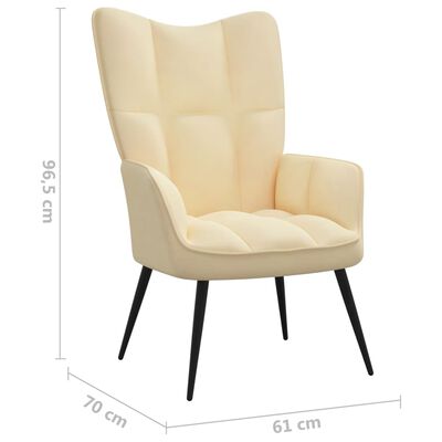 vidaXL Relaxing Chair with a Stool Cream White Velvet