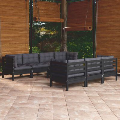 vidaXL 8 Piece Patio Lounge Set with Cushions Solid Pinewood