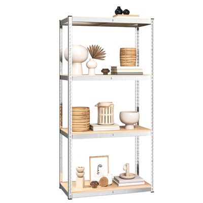 vidaXL 4-Layer Shelves 4 pcs Silver Steel&Engineered Wood