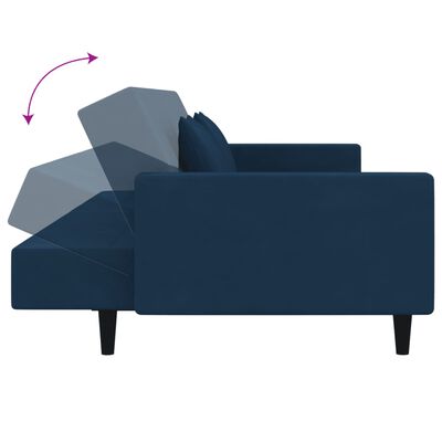 vidaXL 2-Seater Sofa Bed with Two Pillows Blue Velvet