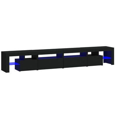 vidaXL TV Stand with LED Lights Black 102.4"x14.4"x15.7"