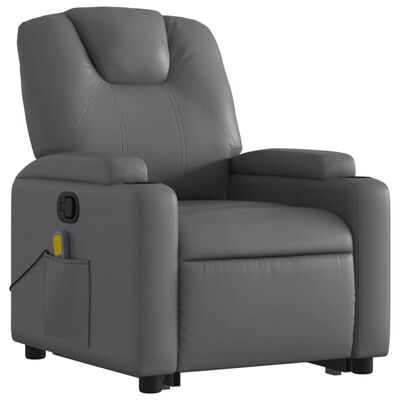 vidaXL Stand up Massage Recliner Chair Gray Faux Leather