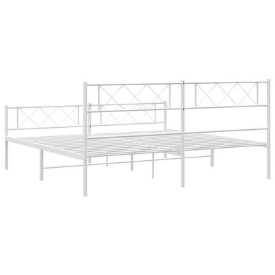 vidaXL Metal Bed Frame without Mattress with Footboard White 72"x83.9"