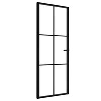 vidaXL Interior Door ESG Glass and Aluminum 29.9"x79.3" Black