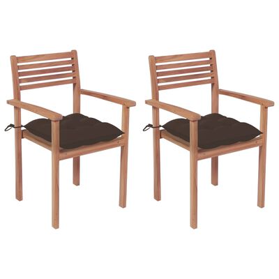 vidaXL Patio Chairs 2 pcs with Taupe Cushions Solid Teak Wood