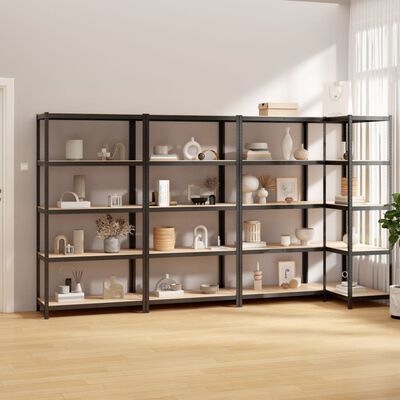 vidaXL 5-Layer Shelves 4 pcs Anthracite Steel&Engineered Wood