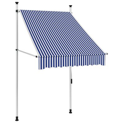 vidaXL Manual Retractable Awning 39.4" Blue and White Stripes