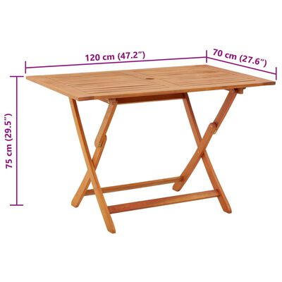 vidaXL Folding Patio Table 47.2"x27.6"x29.5" Solid Wood Eucalyptus