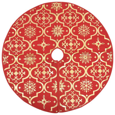 vidaXL Luxury Christmas Tree Skirt with Sock Red 4 ft Fabric