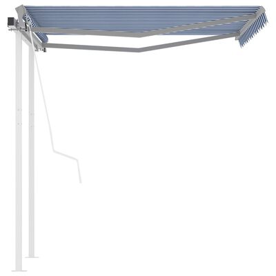 vidaXL Automatic Retractable Awning with Posts 9.8'x8.2' Blue&White