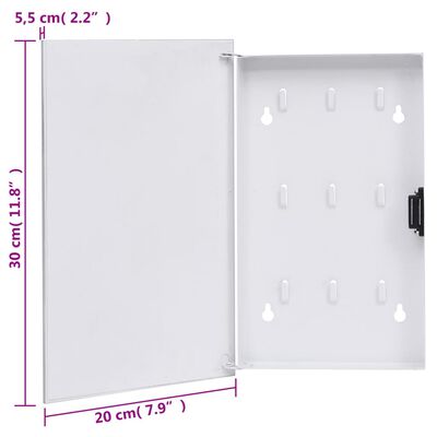 vidaXL Key Box with Magnetic Board White 11.8"x7.9"x2.2"