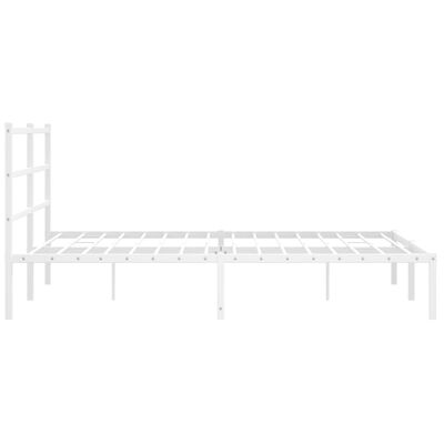 vidaXL Metal Bed Frame without Mattress with Headboard White 59.1"x78.7"