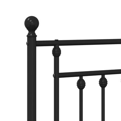 vidaXL Metal Bed Frame without Mattress with Headboard Black 39.4"x74.8"