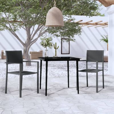 vidaXL 3 Piece Patio Dining Set Black