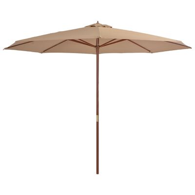 vidaXL Garden Parasol with Wooden Pole 137.8" Taupe