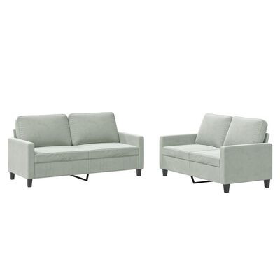 vidaXL 2 Piece Sofa Set with Cushions Light Gray Velvet