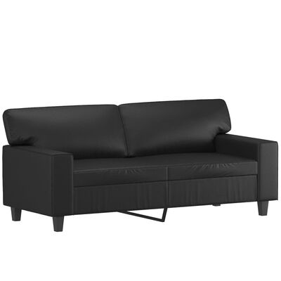 vidaXL 2-Seater Sofa with Throw Pillows Black 55.1" Faux Leather