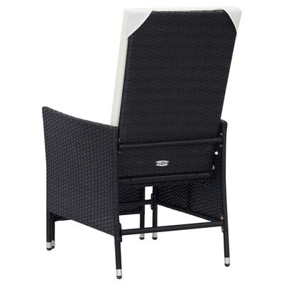 vidaXL 3 Piece Patio Lounge Set with Cushions Poly Rattan Black