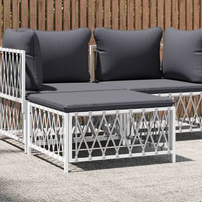 vidaXL Patio Footstool with Cushion White Woven Fabric