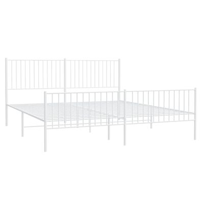 vidaXL Metal Bed Frame without Mattress with Footboard White 76"x79.9"