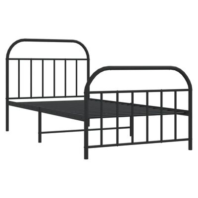 vidaXL Metal Bed Frame without Mattress with Footboard Black 39.4"x78.7"