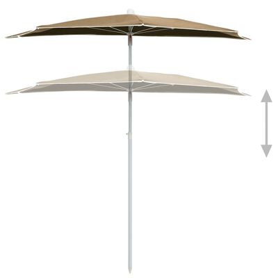 vidaXL Garden Half Parasol with Pole 70.9"x35.4" Taupe