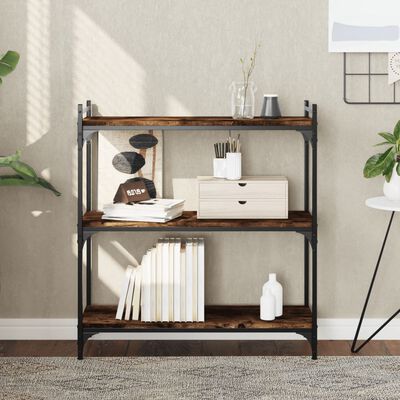 vidaXL Bookcase 3-Tier Smoked Oak 31.5"x11.8"x33.9" Engineered Wood