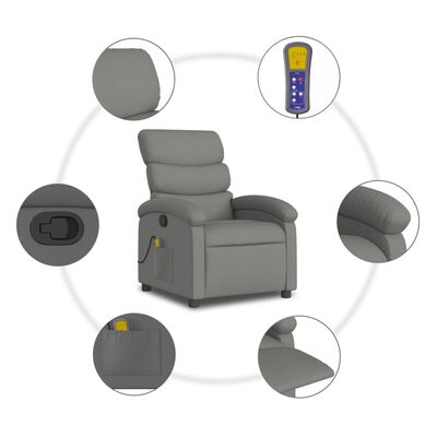 vidaXL Massage Recliner Chair Dark Gray Fabric