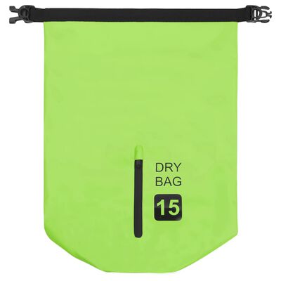 vidaXL Dry Bag with Zipper Green 4 gal PVC